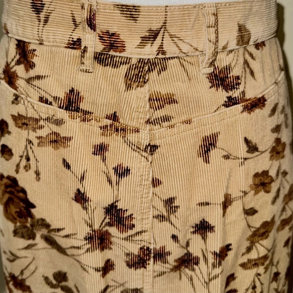 Eddie Bauer Y2K Tan Floral Jeans Style Corduroy Maxi Skirt, Sz 16P - Picture 6 of 14